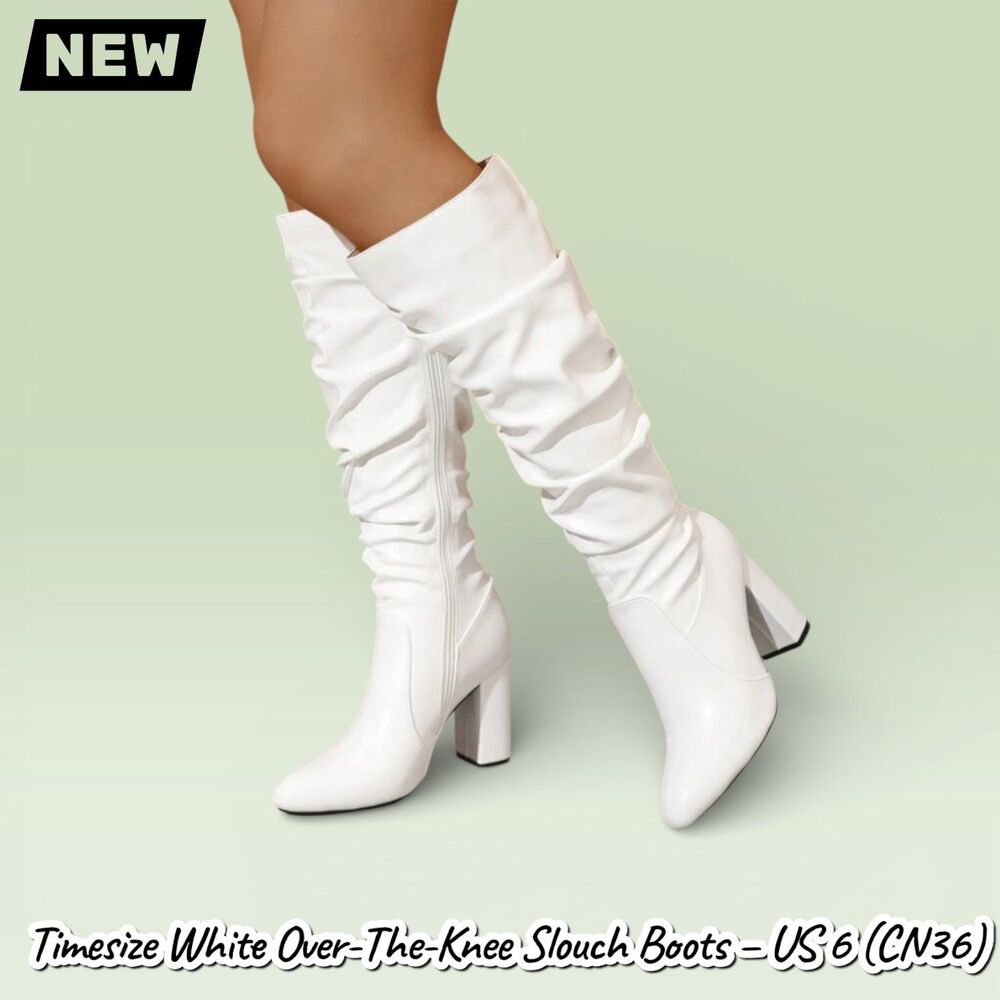 New NIB Timesize White Over-The-Knee Slouch Boots – US 6 (CN36) - Picture 5 of 11